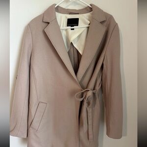 Banana Republic Melton Wool Side Tie Wrap Pea Coat Blush Light Pink Size L